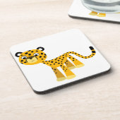 Cute Happy Cartoon Cheetah Onderzetters Set (Linkerzijde)