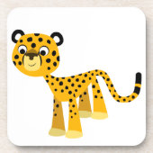 Cute Happy Cartoon Cheetah Onderzetters Set (Voorkant)