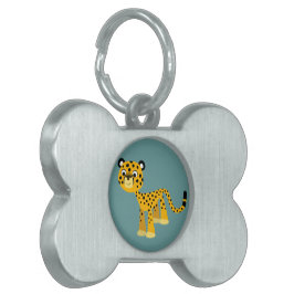 Cute Happy Cartoon Cheetah Pet Tag Huisdieren Naamplaatje
