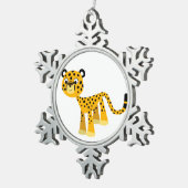 Cute Happy Cartoon Cheetah Pewter Ornament (Rechts)