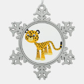 Cute Happy Cartoon Cheetah Pewter Ornament (Voorkant)