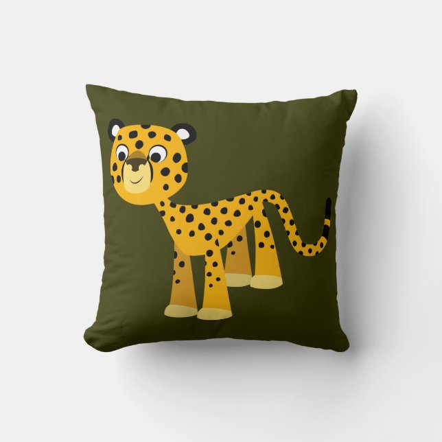 Cute Happy Cartoon Cheetah Sierkussen (Voorkant)
