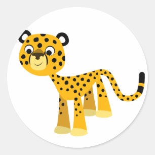 Cute Happy Cartoon Cheetah Sticker