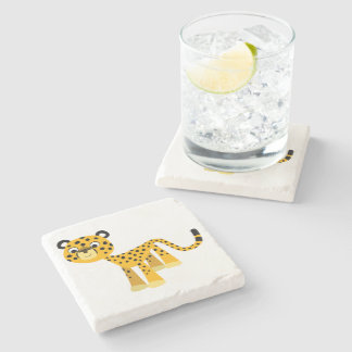 Cute Happy Cartoon Cheetah Stone Onderzetter