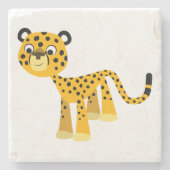 Cute Happy Cartoon Cheetah Stone Onderzetter (Voorkant)