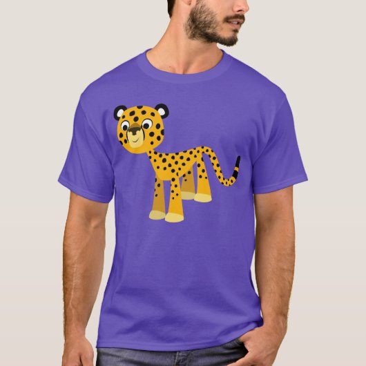 Cute Happy Cartoon Cheetah T-Shirt (Voorkant)