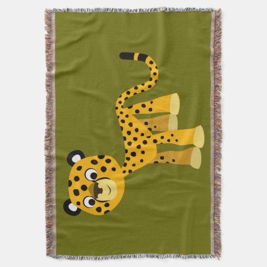 Cute Happy Cartoon Cheetah Throw Blanket Deken (Voorkant Verticaal)