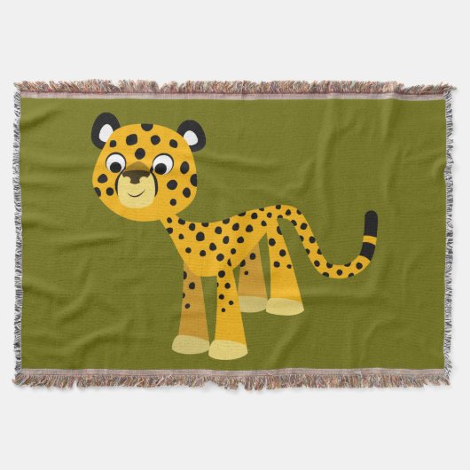Cute Happy Cartoon Cheetah Throw Blanket Deken (Voorkant)
