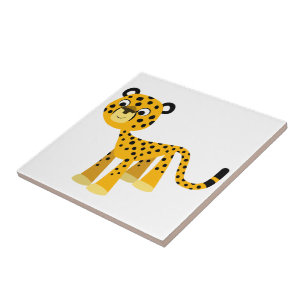Cute Happy Cartoon Cheetah Tile Tegeltje