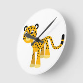 Cute Happy Cartoon Cheetah Wall Clock Ronde Klok (Hoek)