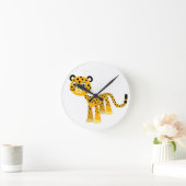 Cute Happy Cartoon Cheetah Wall Clock Ronde Klok (Huis)