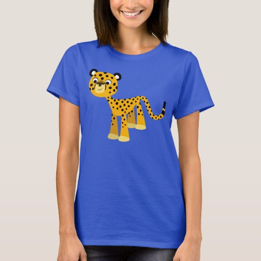 Cute Happy Cartoon Cheetah Women T-Shirt (Voorkant)