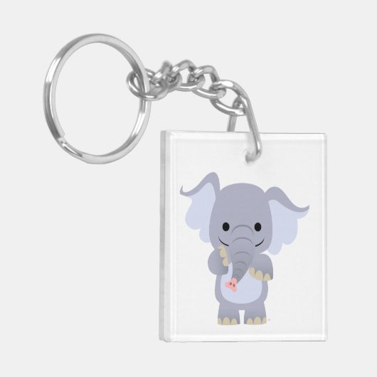 Cute Happy Cartoon Elephant AcrylSleutelhanger Sleutelhanger (Voorkant Links)