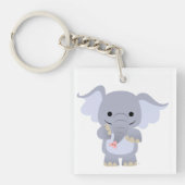 Cute Happy Cartoon Elephant AcrylSleutelhanger Sleutelhanger (Voorkant)
