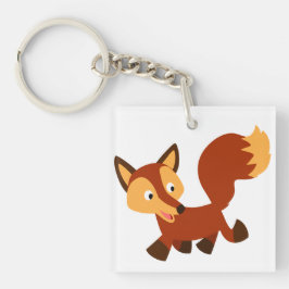Cute Happy Cartoon Fox AcrylSleutelhanger Sleutelhanger