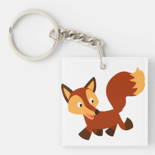 Cute Happy Cartoon Fox AcrylSleutelhanger Sleutelhanger