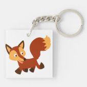 Cute Happy Cartoon Fox AcrylSleutelhanger Sleutelhanger (Achterkant)