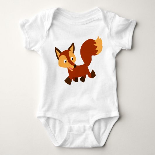 Cute Happy Cartoon Fox Baby Bodysuit (Voorkant)