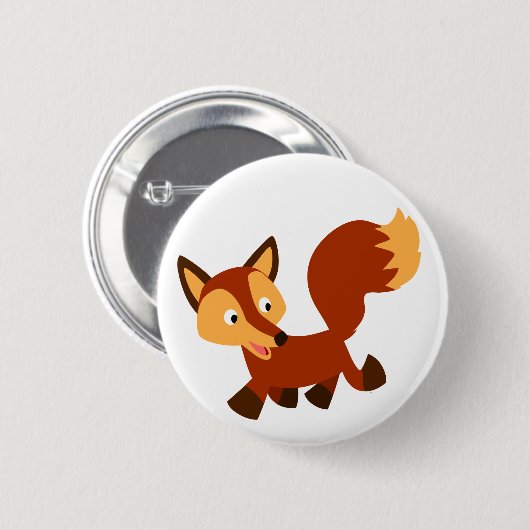 Cute Happy Cartoon Fox Button Badge (Voorkant /achterkant)