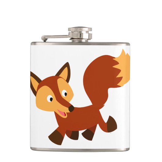 Cute Happy Cartoon Fox Hip Flask Heupfles (Voorkant)
