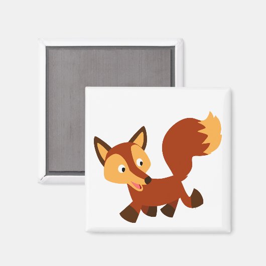 Cute Happy Cartoon Fox Magnet (Voorkant / Achterkant)
