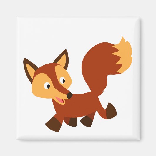 Cute Happy Cartoon Fox Magnet (Voorkant)