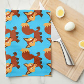 Cute Happy Cartoon Fox Mojo Kitchen Towel Theedoek (Quarter Fold)