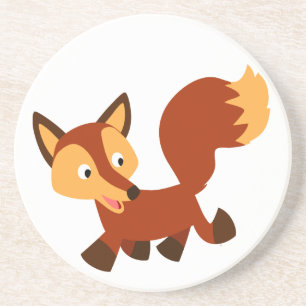 Cute Happy Cartoon Fox Onderzetter