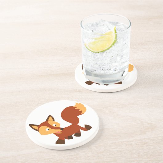 Cute Happy Cartoon Fox Onderzetter (Zijkant)