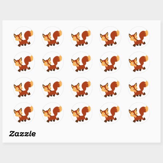 Cute Happy Cartoon Fox Sticker (Vel)