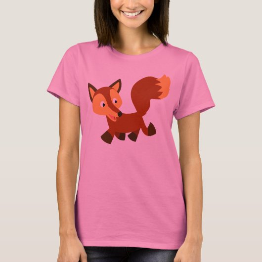 Cute Happy Cartoon Fox Women T-Shirt (Voorkant)