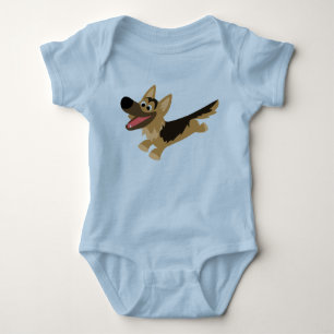 Cute Happy Cartoon German Shepherd Baby T-Shirt