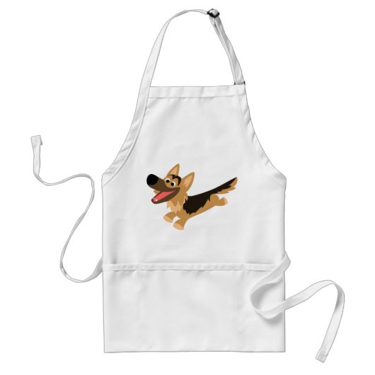 Cute Happy Cartoon German Shepherd Cooking Schort (Voorkant)