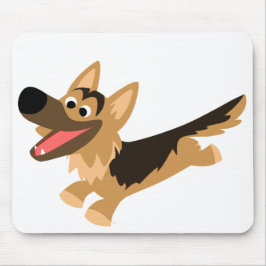 Cute Happy Cartoon German Shepherd Mousemat Muismat
