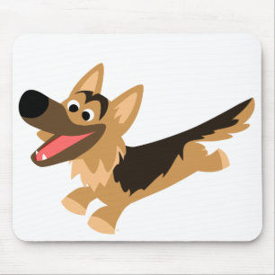 Cute Happy Cartoon German Shepherd Mousemat Muismat