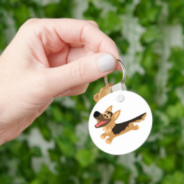 Cute Happy Cartoon German Shepherd Sleutelhanger