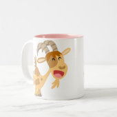 Cute Happy Cartoon Goat Mousepad Tweekleurige Koffiemok (Voorkant links)