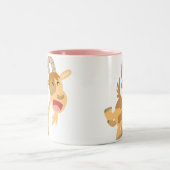 Cute Happy Cartoon Goat Mousepad Tweekleurige Koffiemok (Center)