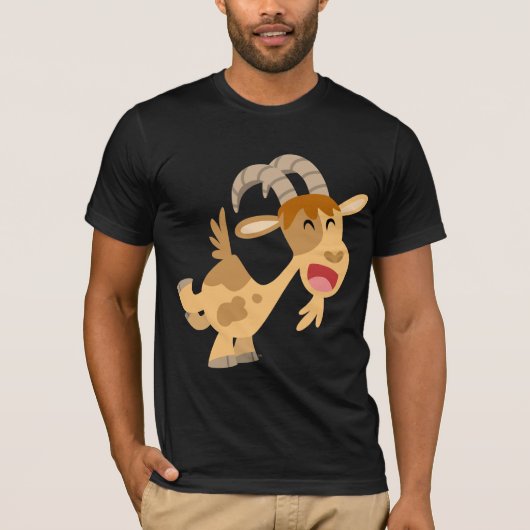 Cute Happy Cartoon Goat T-Shirt (Voorkant)