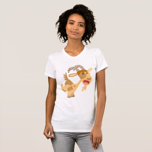 Cute Happy Cartoon Goat Women T-Shirt (Voorkant volledig)