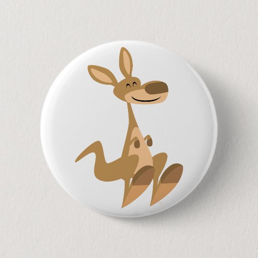 Cute Happy Cartoon Kangaroo Button Badge (Voorkant)