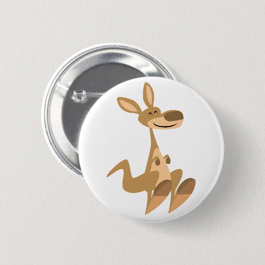 Cute Happy Cartoon Kangaroo Button Badge (Voorkant /achterkant)