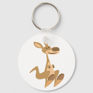 Cute Happy Cartoon Kangaroo Sleutelhanger