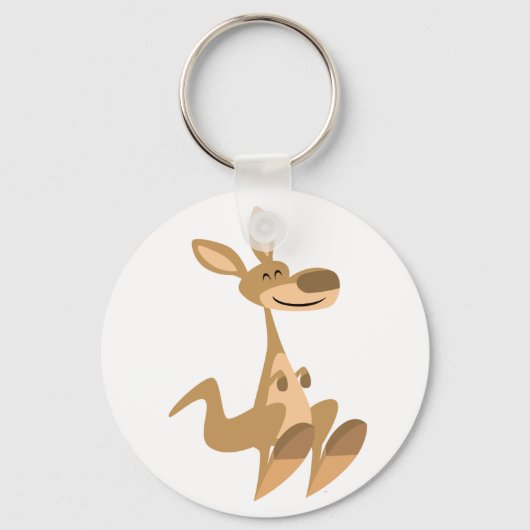 Cute Happy Cartoon Kangaroo Sleutelhanger (Voorkant)