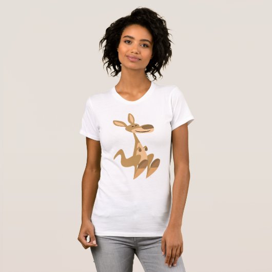 Cute Happy Cartoon Kangaroo Women T-Shirt (Voorkant volledig)