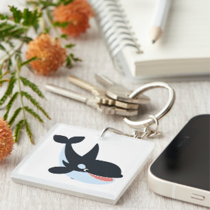 Cute Happy Cartoon Killer Whale AcrylSleutelhanger Sleutelhanger