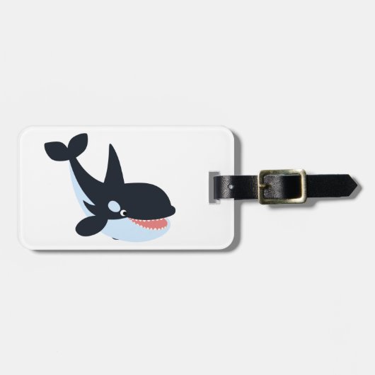 Cute Happy Cartoon Killer Whale Bagagelabel (Voorkant horizontaal)