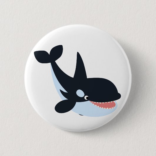 Cute Happy Cartoon Killer Whale Button Badge (Voorkant)