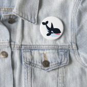 Cute Happy Cartoon Killer Whale Button Badge (In situ)
