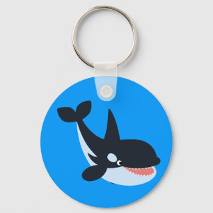 Cute Happy Cartoon Killer Whale Sleutelhanger